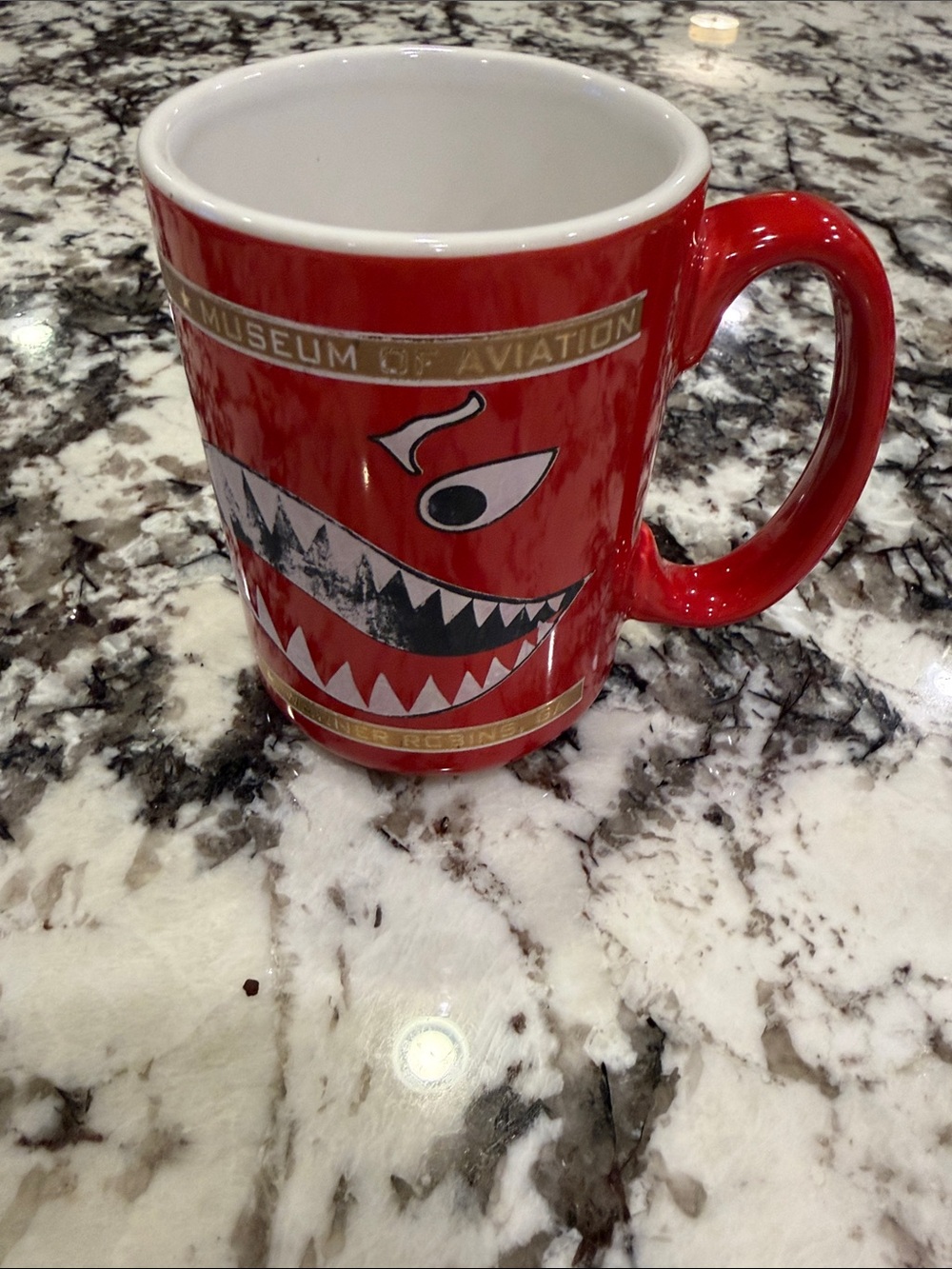 Museum of Aviation Warner Robins Red Coffee Mug P-40 Warhawk Shark Mouth - Fair